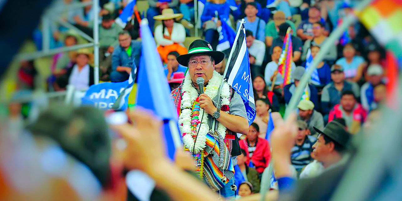 El presidente Luis Arce en un acto del MAS, en Cochabamba. Foto: Archivo