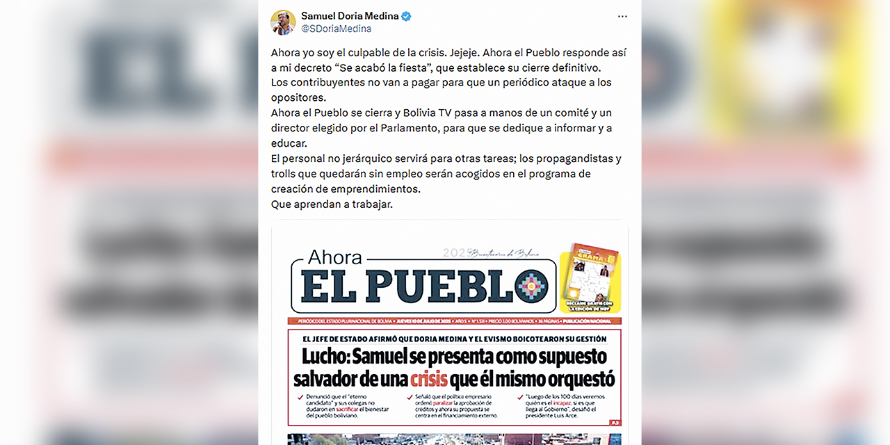 Mensaje del candidato Samuel Doria Medina.