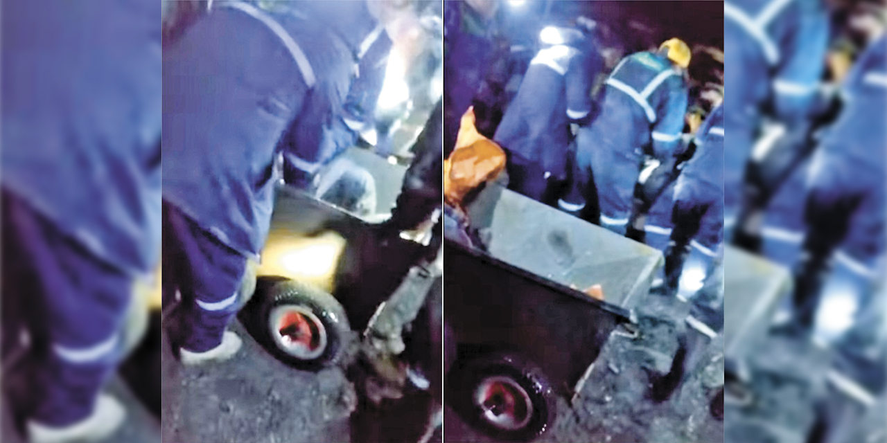 Rescate de los mineros después del derrumbe en la mina de Sorata.