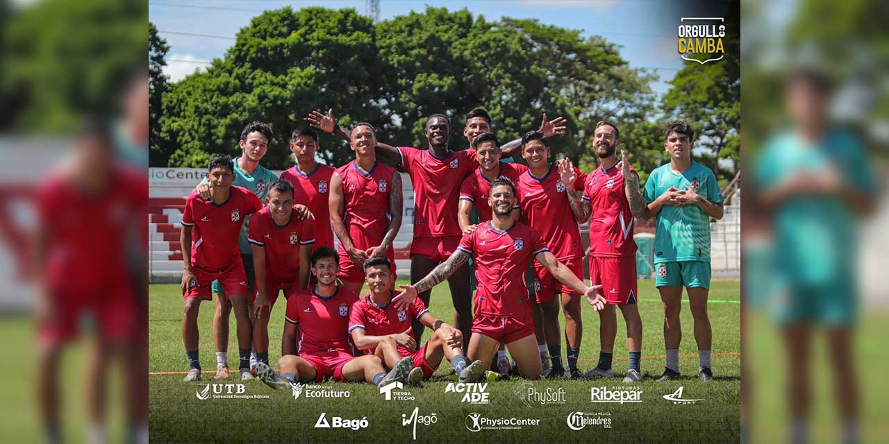 Jugadores de Real Santa Cruz se preparan para el debut en el torneo Apertura. FOTO:  REAL SANTA CRUZ