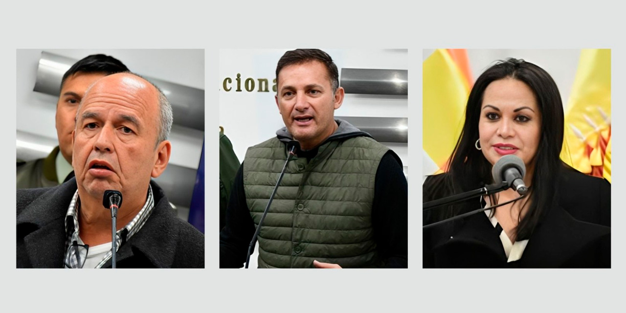 Los ministros de Jeanine Añez, Arturo Murillo, Luis Fernando López y Roxana Lizárraga. Foto:  ABI
