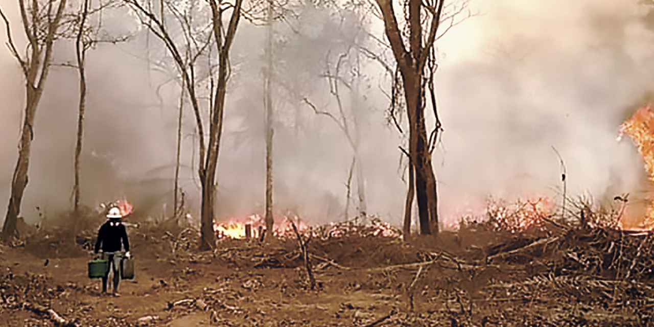 Incendio forestal en Mairana, departamento de Santa Cruz.