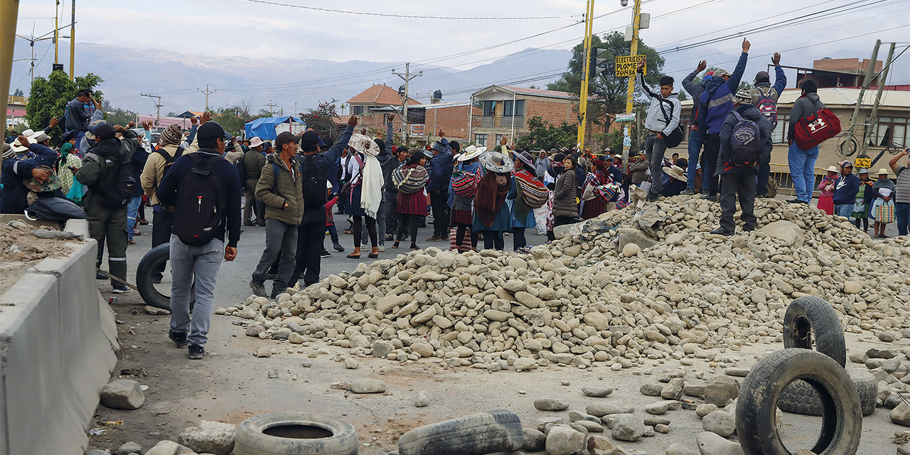 Un punto de bloqueo en el Chapare.